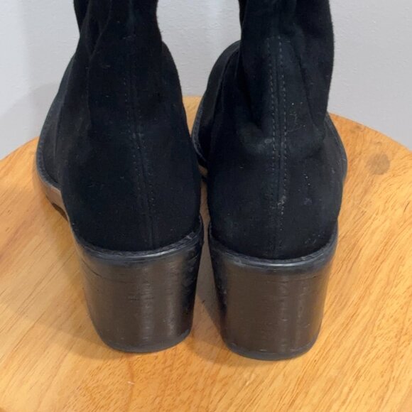 Stuart Weitzman Suede Over The Knee Boots Size 5.5 Black Block Heel - Picture 15 of 15